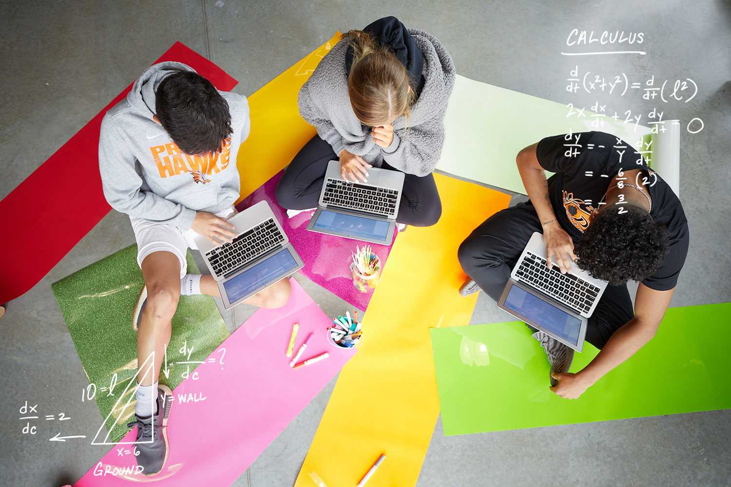 students working on laptops