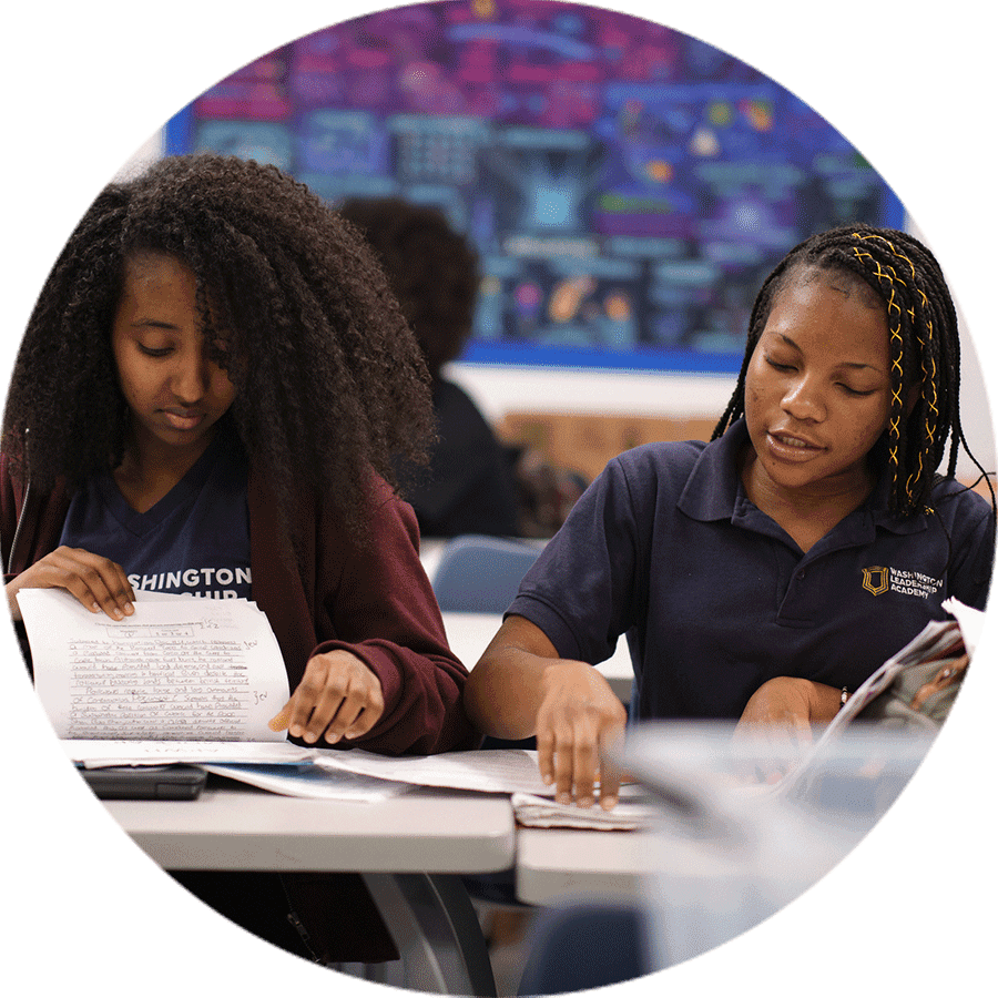 two students working