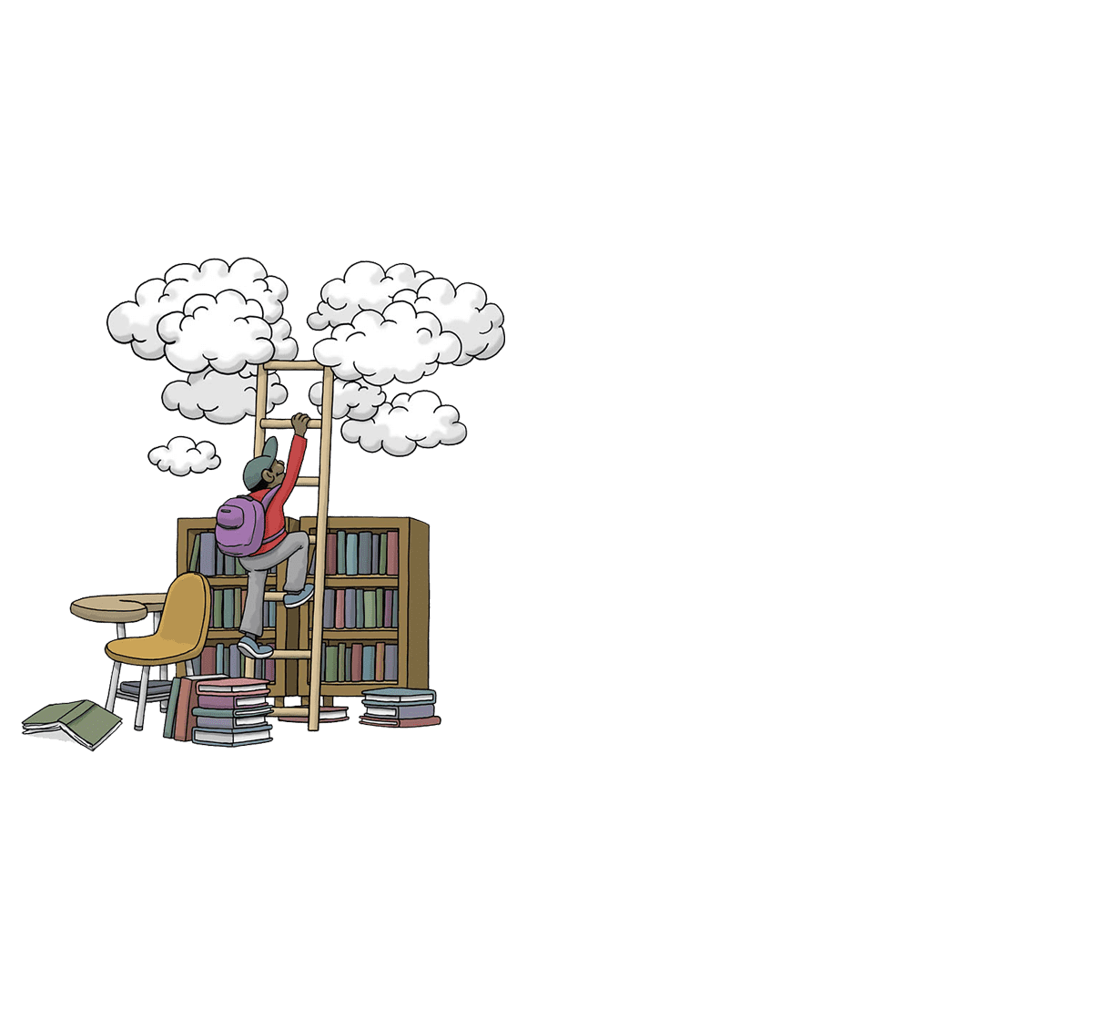 Illustration of a student climbing a ladder