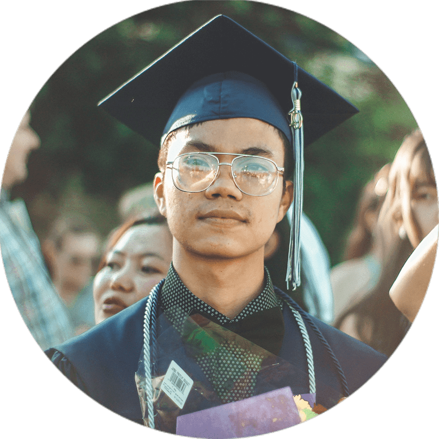 a student wearing a graduation cap