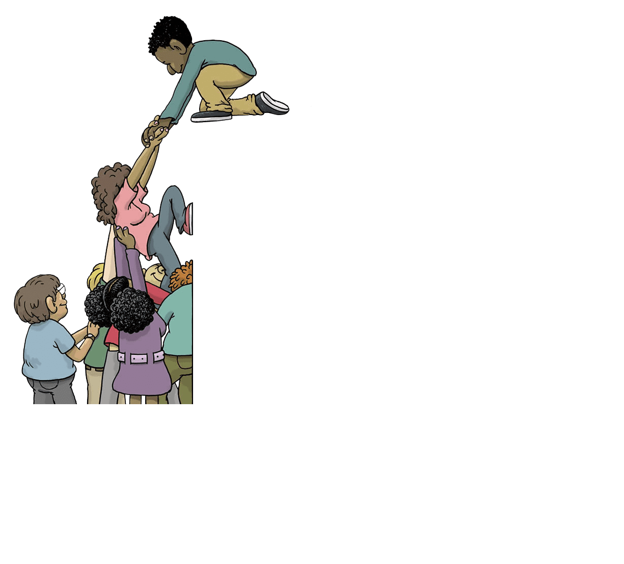 Illustration of kids helping each other