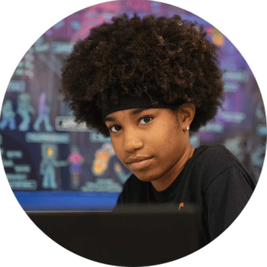 student looking forward