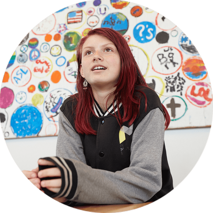 a student looking forward