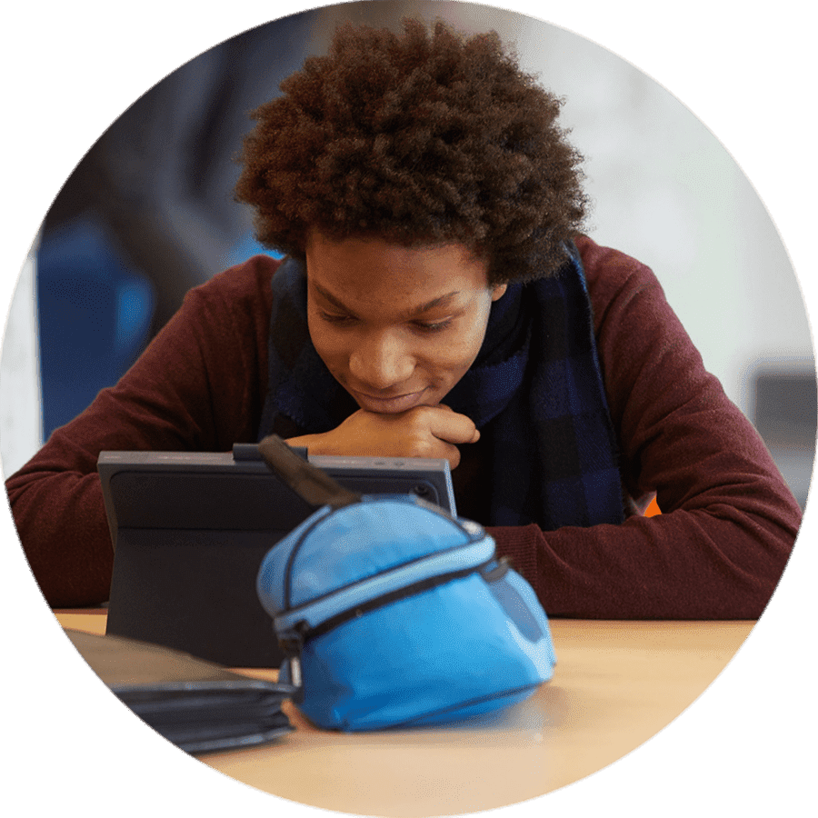a student watching a mobile device