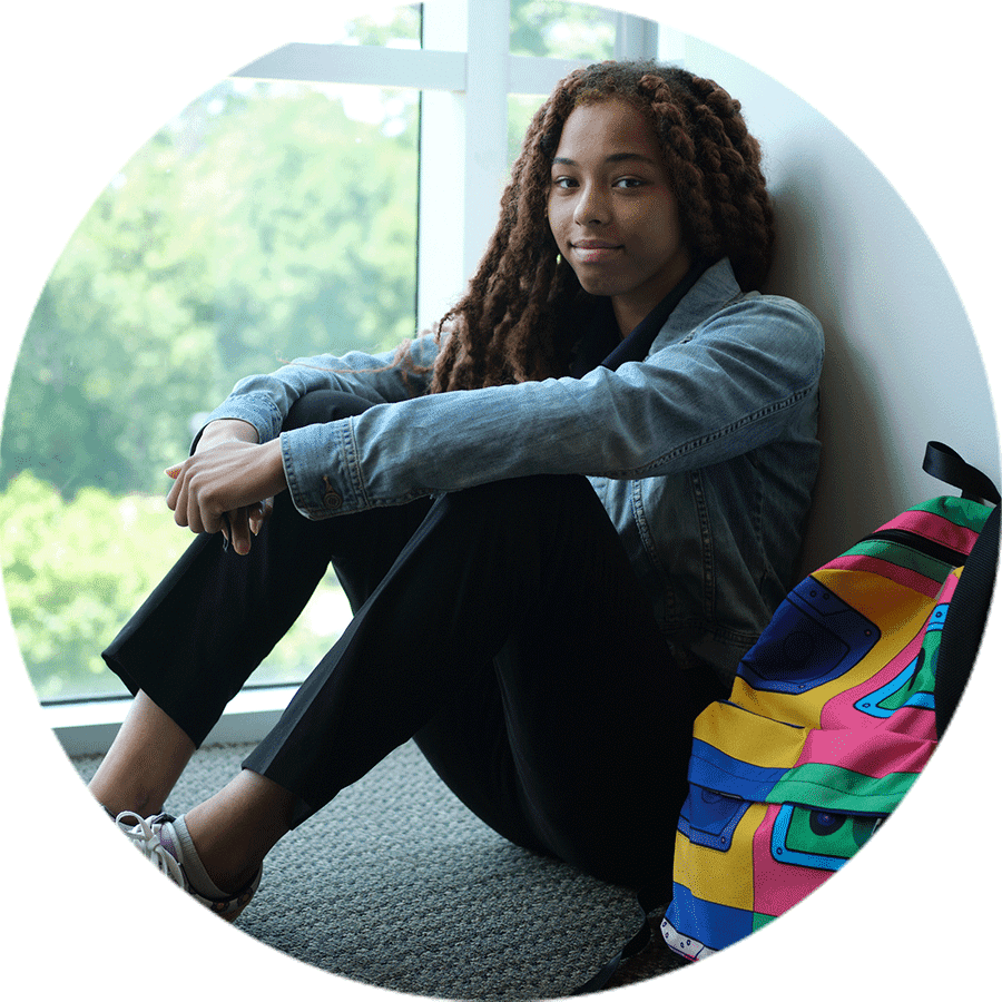 student sitting looking forward